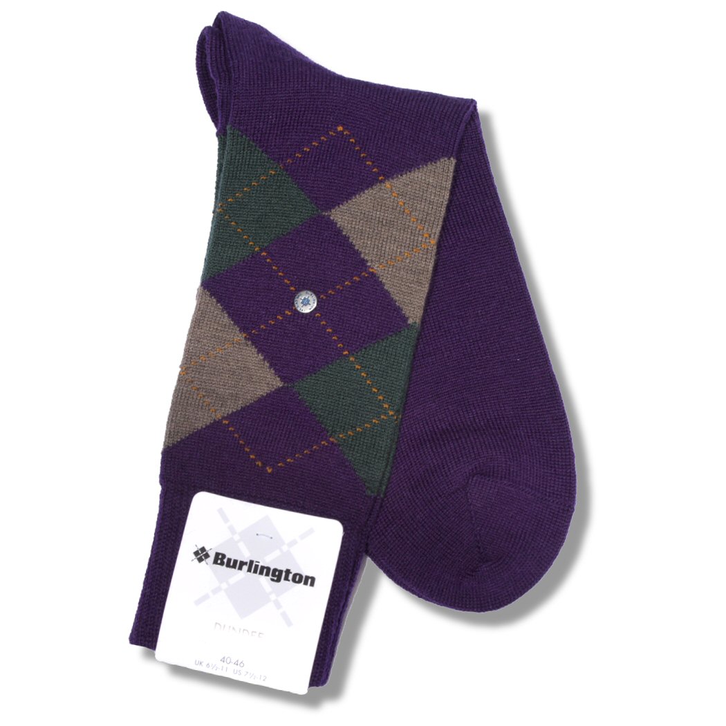 Original Burlington Dundee Pair of Wool Argyle Ankle Socks 6.5 11